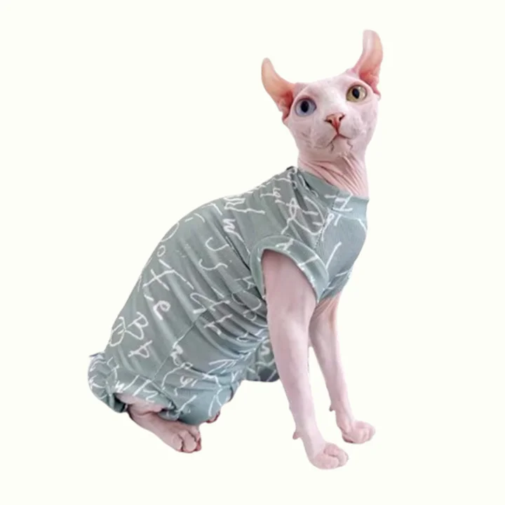 Alphabet Sphynx Cat Sleeveless Onesies