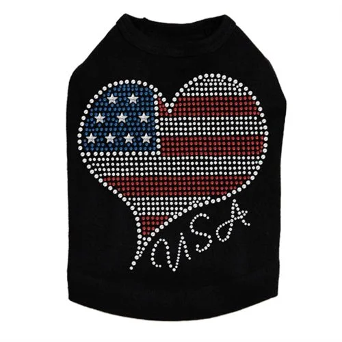 American Heart #3 Rhinestone Dog Tank- Many Colors