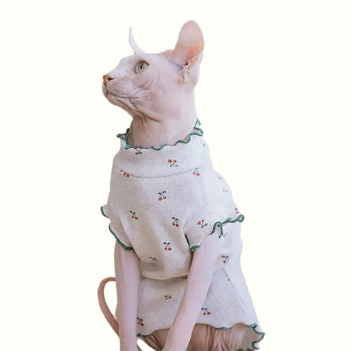 Cherry Ruffle Sphynx Cat Top