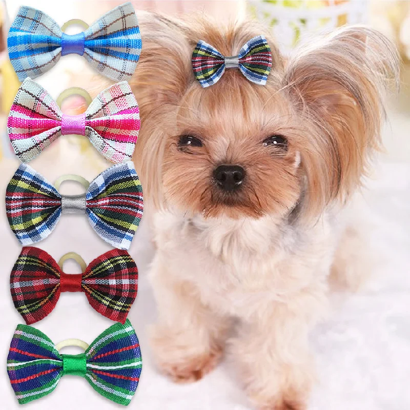 Classic Plaid Pet Dog Hair Bows