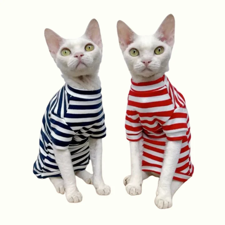 Classic Striped Sphynx Cat Tee Shirt