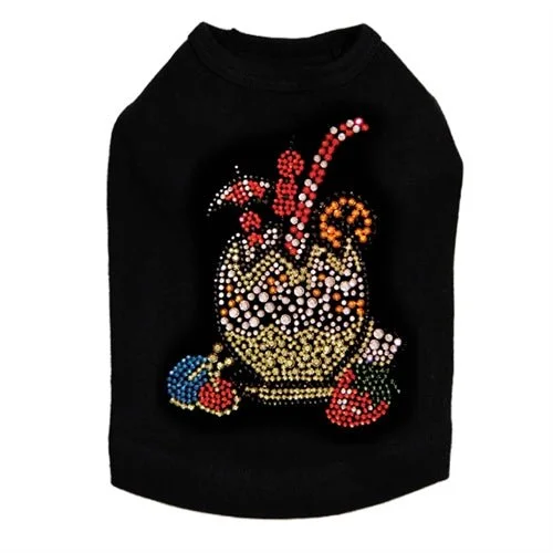 Coconut Tropical Drink Rhinestuds Tank- Many Colors- Cocktail Canine