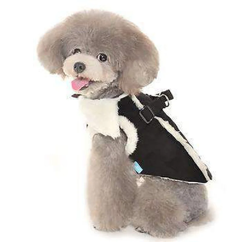 Furry Winter Harness Coat - Black