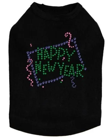 Happy New Year Confetti Dog Tank - Many Colors