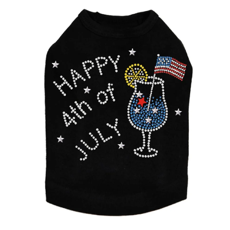 July 4th Cocktail Rhinestone Tank- Many Colors