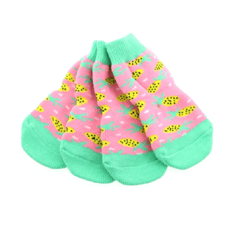 Non-Skid Dog Socks - Pink Pineapple