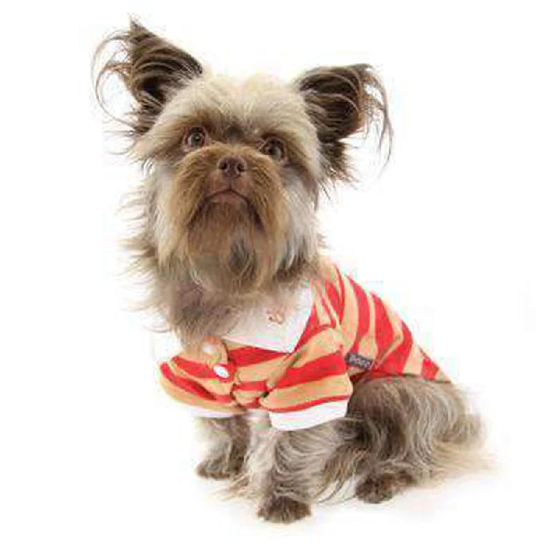 PuppyPAWer Stripe Dog Polo by Dogo - Red