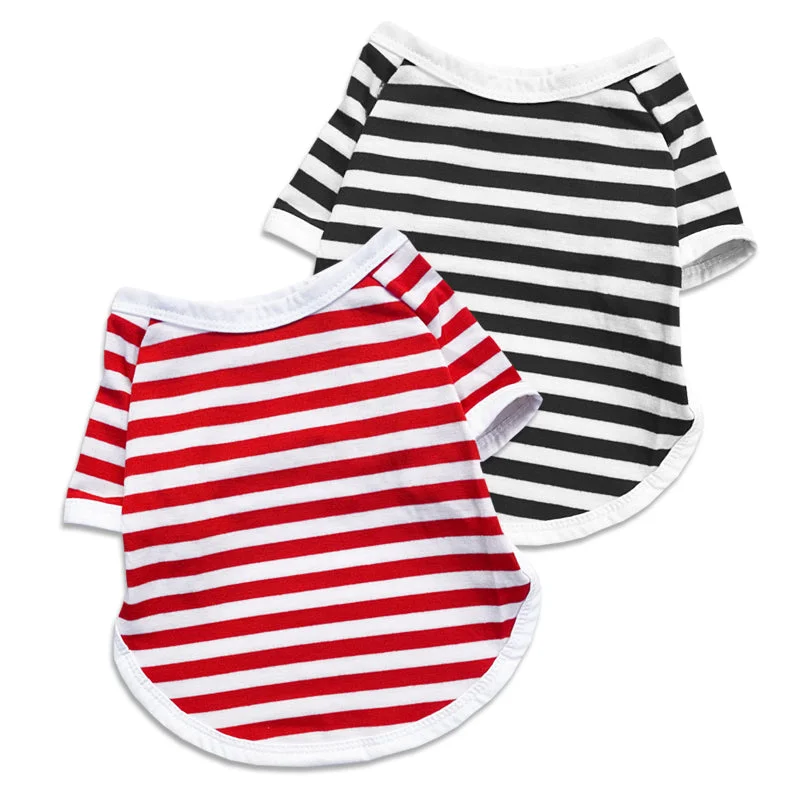 Red or Black Stripe Pet Dog T-Shirt