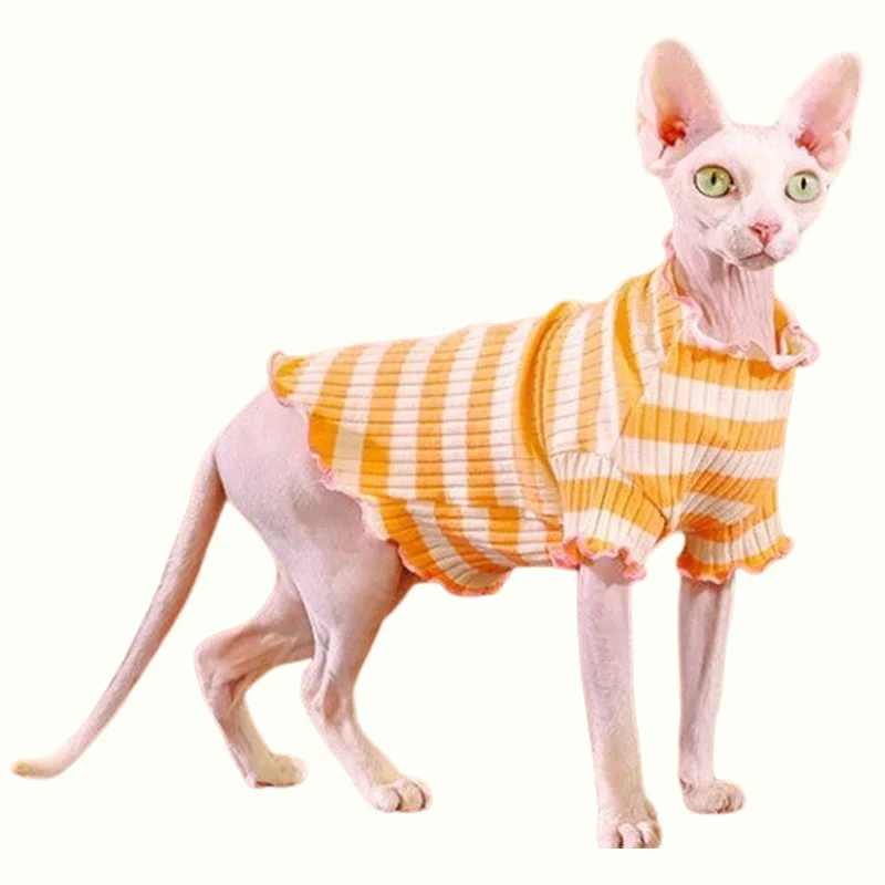 Ruffle Stripes Sphynx Cat Sweaters