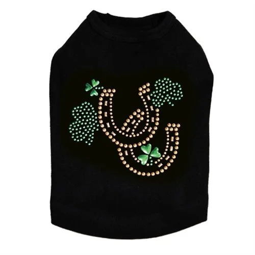 Shamrocks & Horseshoes Rhinestone Dog Tank- Many Colors