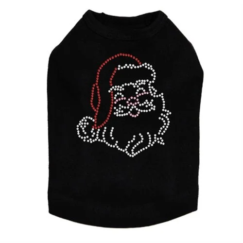 Small Santa Face Rhinestone Dog Tank - Many Colors