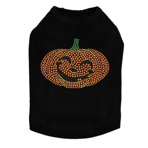 Smilling Jack-o-Lantern Rhinestone Tank Top - Many Colors