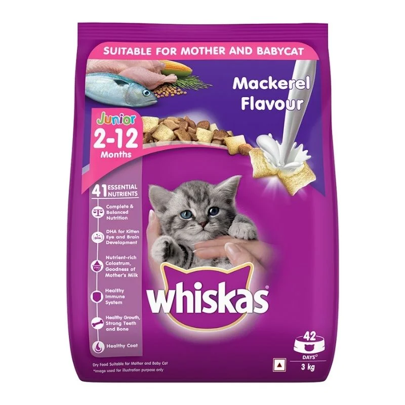 - Cat food for dental health Whiskas Junior (2-12 months) Dry Cat Food, Mackerel Flavour - Cat food for dental health Whiskas Junior (2-12 months) Dry Cat Food, Mackerel Flavour